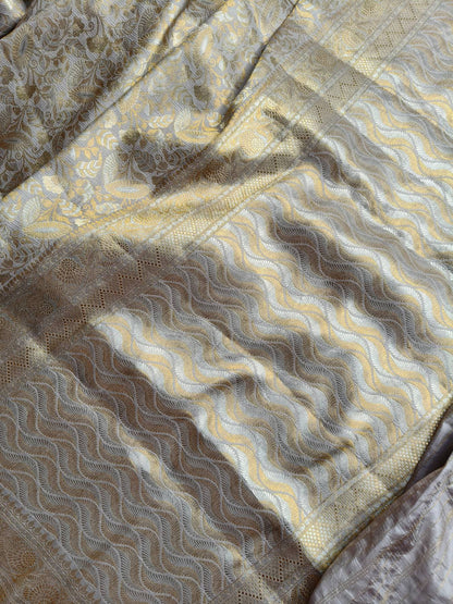 LIGHT MAUVE SILK PURE HANDLOOM BANARASI SAREE