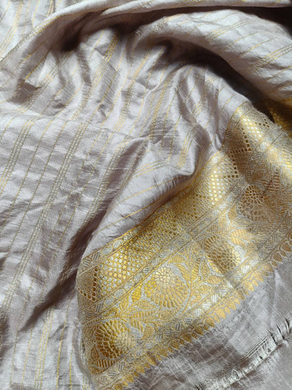 LIGHT MAUVE SILK PURE HANDLOOM BANARASI SAREE