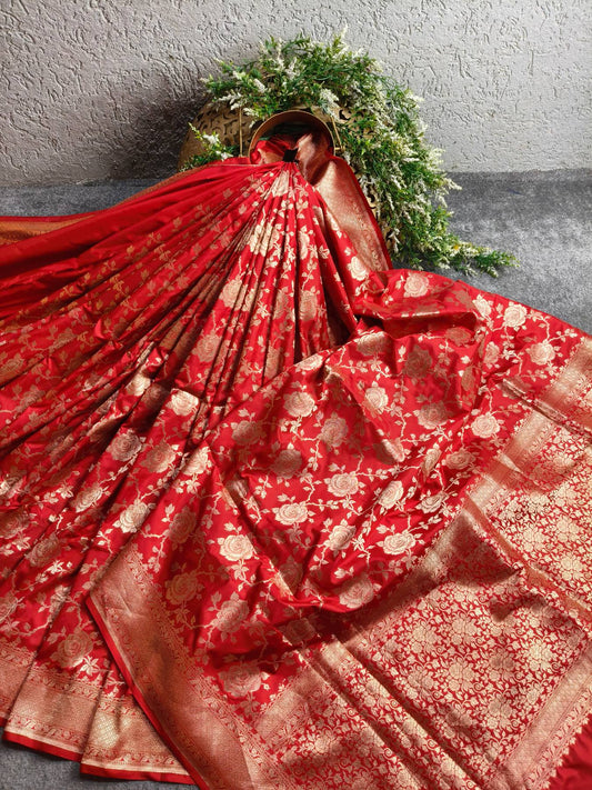 RED SILK PURE HANDLOOM BANARASI SAREE
