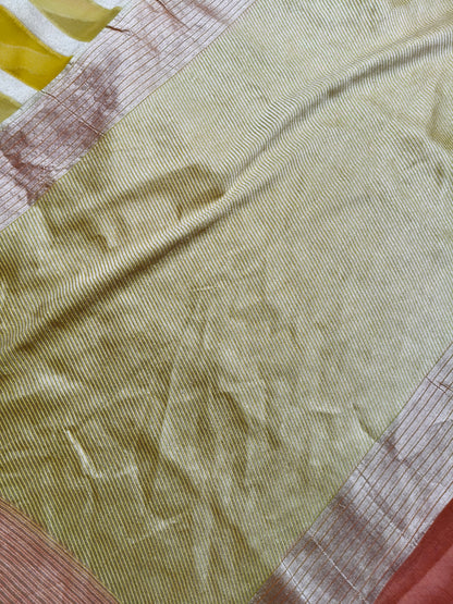 YELLOW  GEORGETTE  PURE HANDLOOM BANARASI SAREE