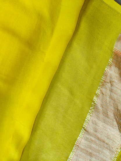 YELLOW  GEORGETTE  PURE HANDLOOM BANARASI SAREE