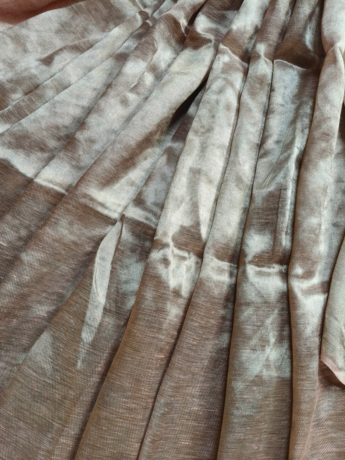 POWDER PINK TWILL TISSUE PURE HANDLOOM METALLIC SAREE