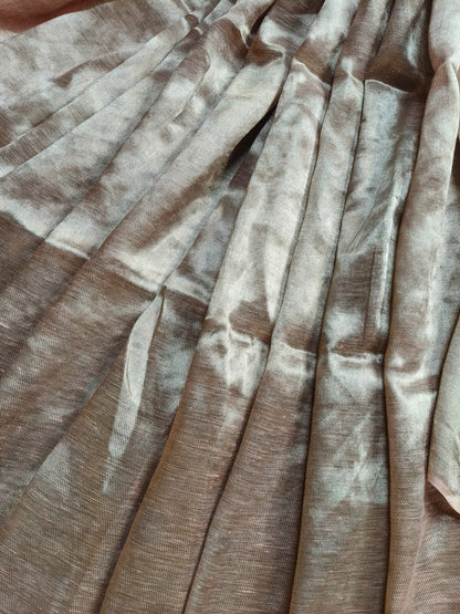 POWDER PINK TWILL TISSUE PURE HANDLOOM METALLIC SAREE