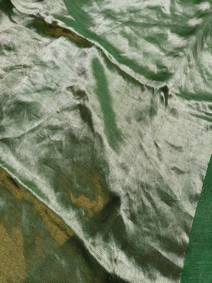 GREEN TWILL TISSUE PURE HANDLOOM METALLIC SAREE