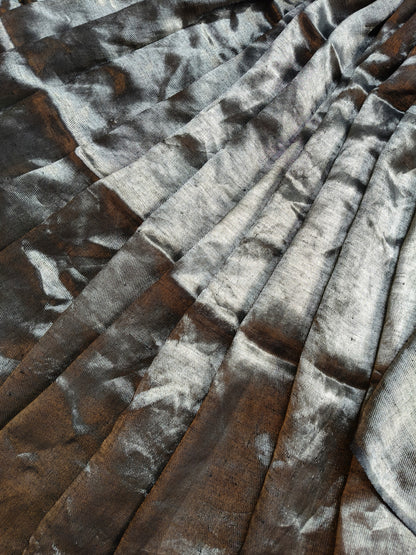 BLACK TWILL TISSUE PURE HANDLOOM METALLIC SAREE
