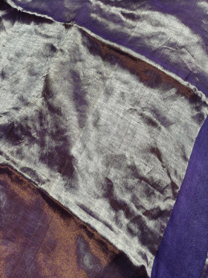 PURPLE  TWILL TISSUE PURE HANDLOOM METALLIC SAREE