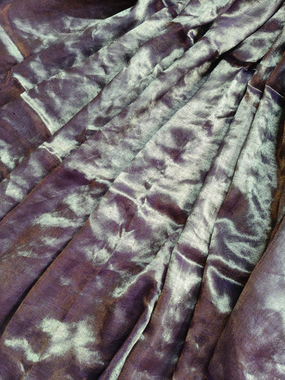 PURPLE  TWILL TISSUE PURE HANDLOOM METALLIC SAREE