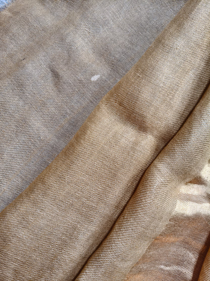 BEIGE TWILL TISSUE PURE HANDLOOM METALLIC SAREE