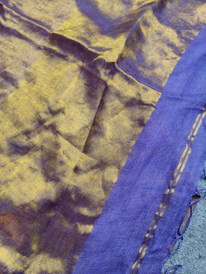 PURPLE TWILL TISSUE PURE HANDLOOM METALLIC SAREE
