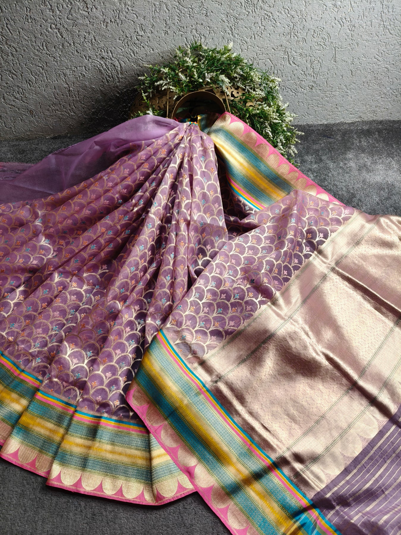 PINK KORA  PURE HANDLOOM BANARASI SAREE