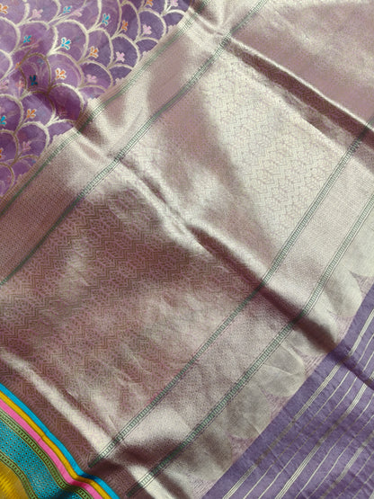 PINK KORA  PURE HANDLOOM BANARASI SAREE