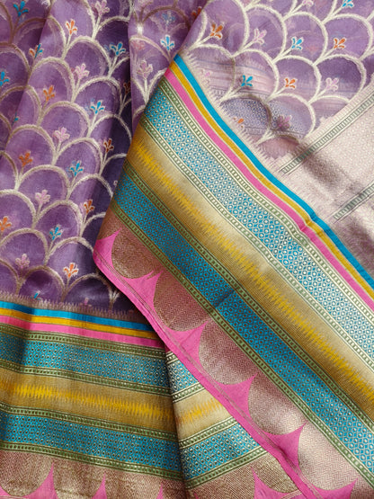 PINK KORA  PURE HANDLOOM BANARASI SAREE