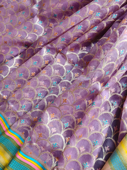 PINK KORA  PURE HANDLOOM BANARASI SAREE