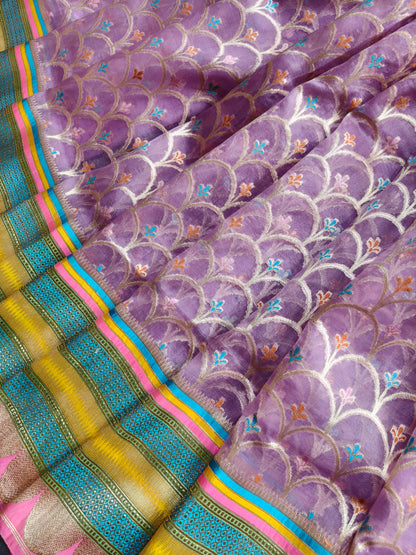 PINK KORA  PURE HANDLOOM BANARASI SAREE