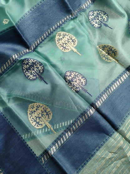 BLUE KORA  PURE HANDLOOM BANARASI SAREE
