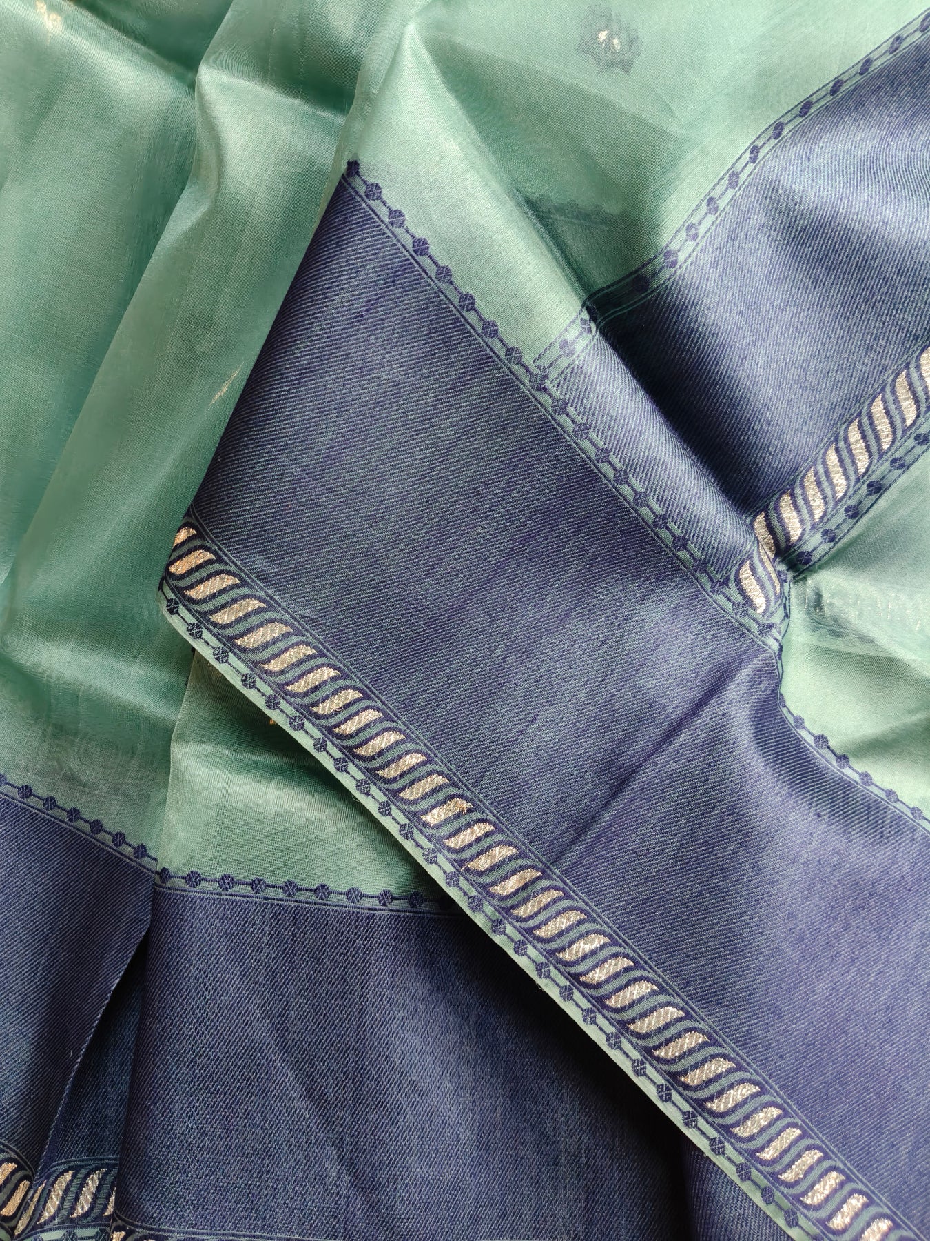 BLUE KORA  PURE HANDLOOM BANARASI SAREE