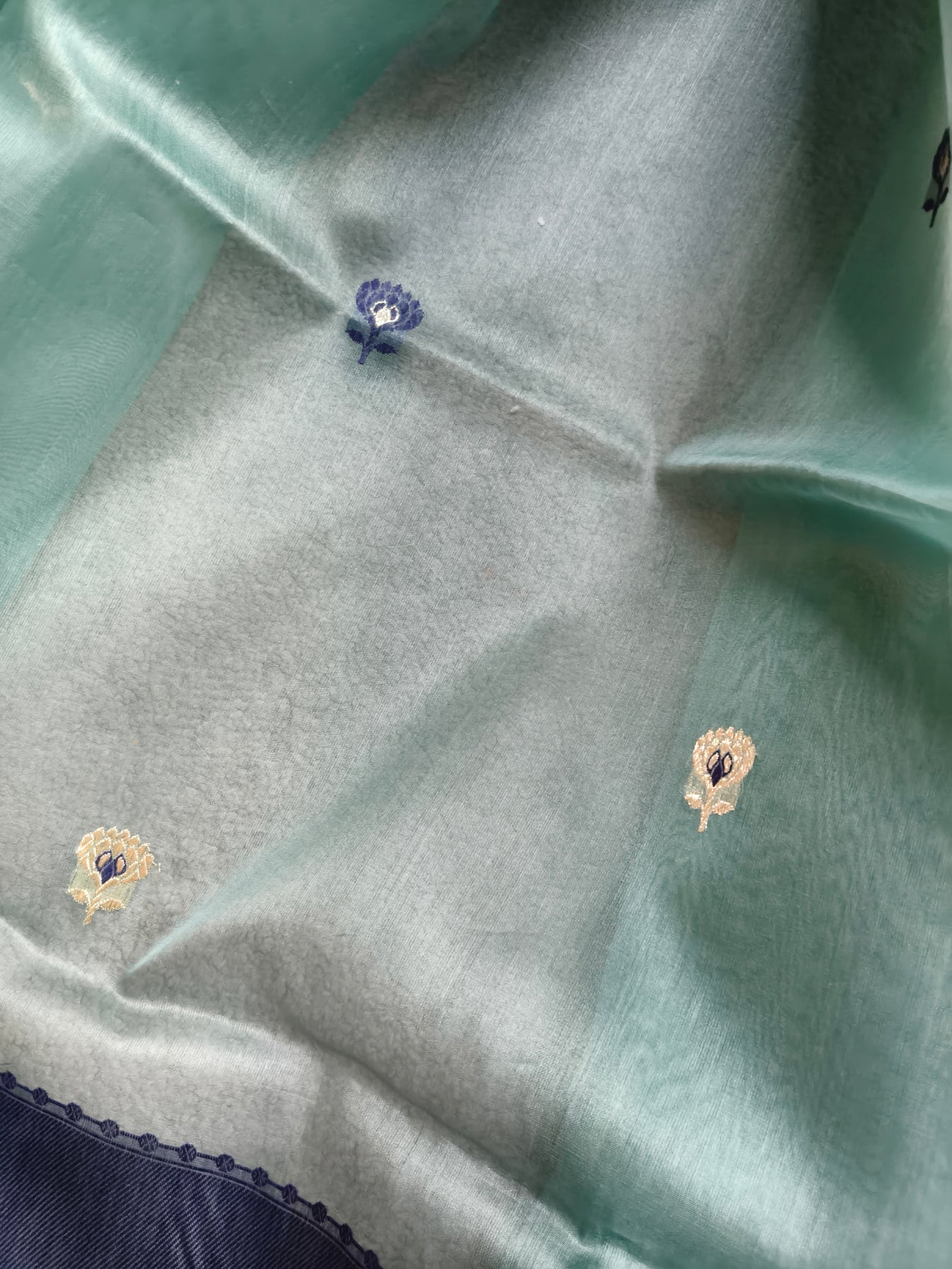 BLUE KORA  PURE HANDLOOM BANARASI SAREE