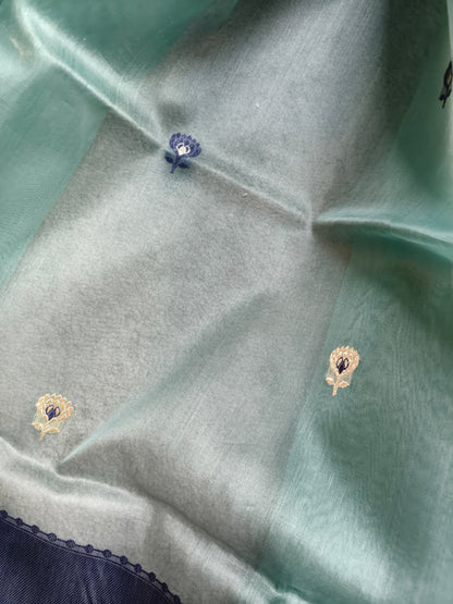 BLUE KORA  PURE HANDLOOM BANARASI SAREE