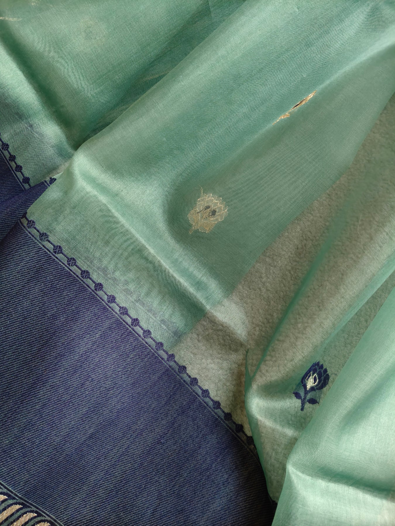 BLUE KORA  PURE HANDLOOM BANARASI SAREE