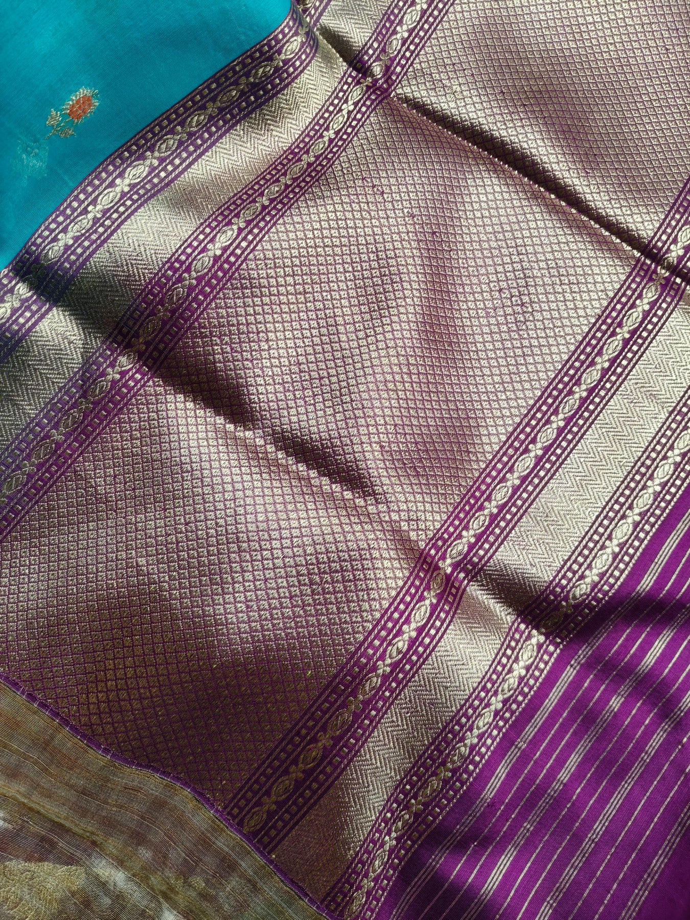 BLUE KORA PURE HANDLOOM BANARASI SAREE