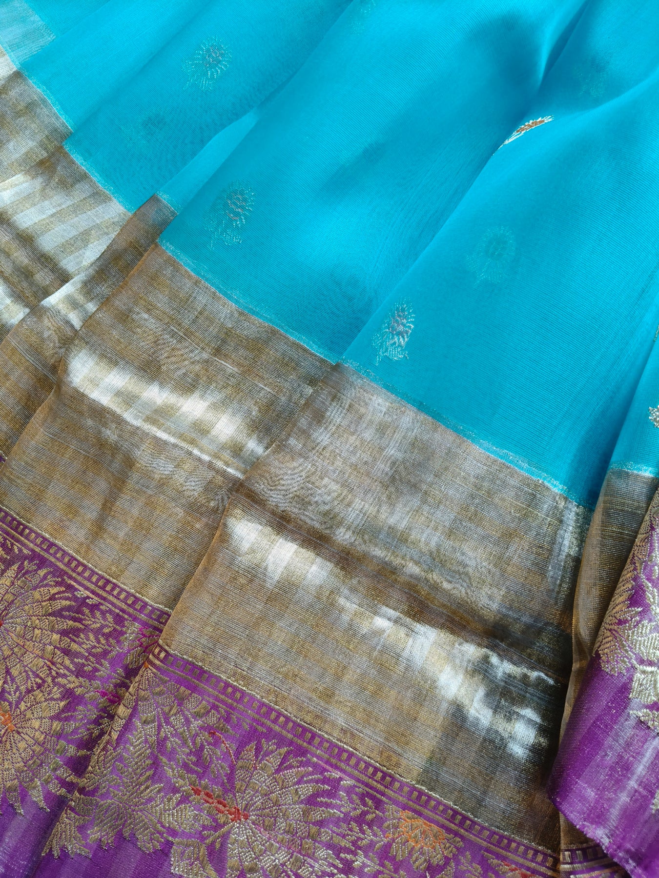 BLUE KORA PURE HANDLOOM BANARASI SAREE