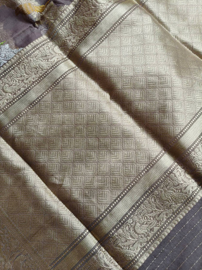 MAUVE KORA PURE HANDLOOM BANARASI SAREE