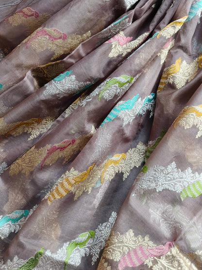 MAUVE KORA PURE HANDLOOM BANARASI SAREE