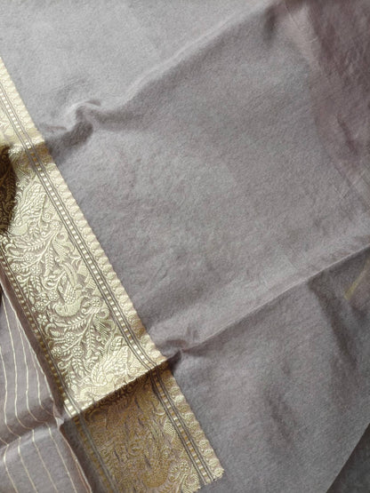 MAUVE KORA PURE HANDLOOM BANARASI SAREE