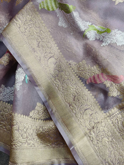 LILAC KORA PURE HANDLOOM BANARASI SAREE
