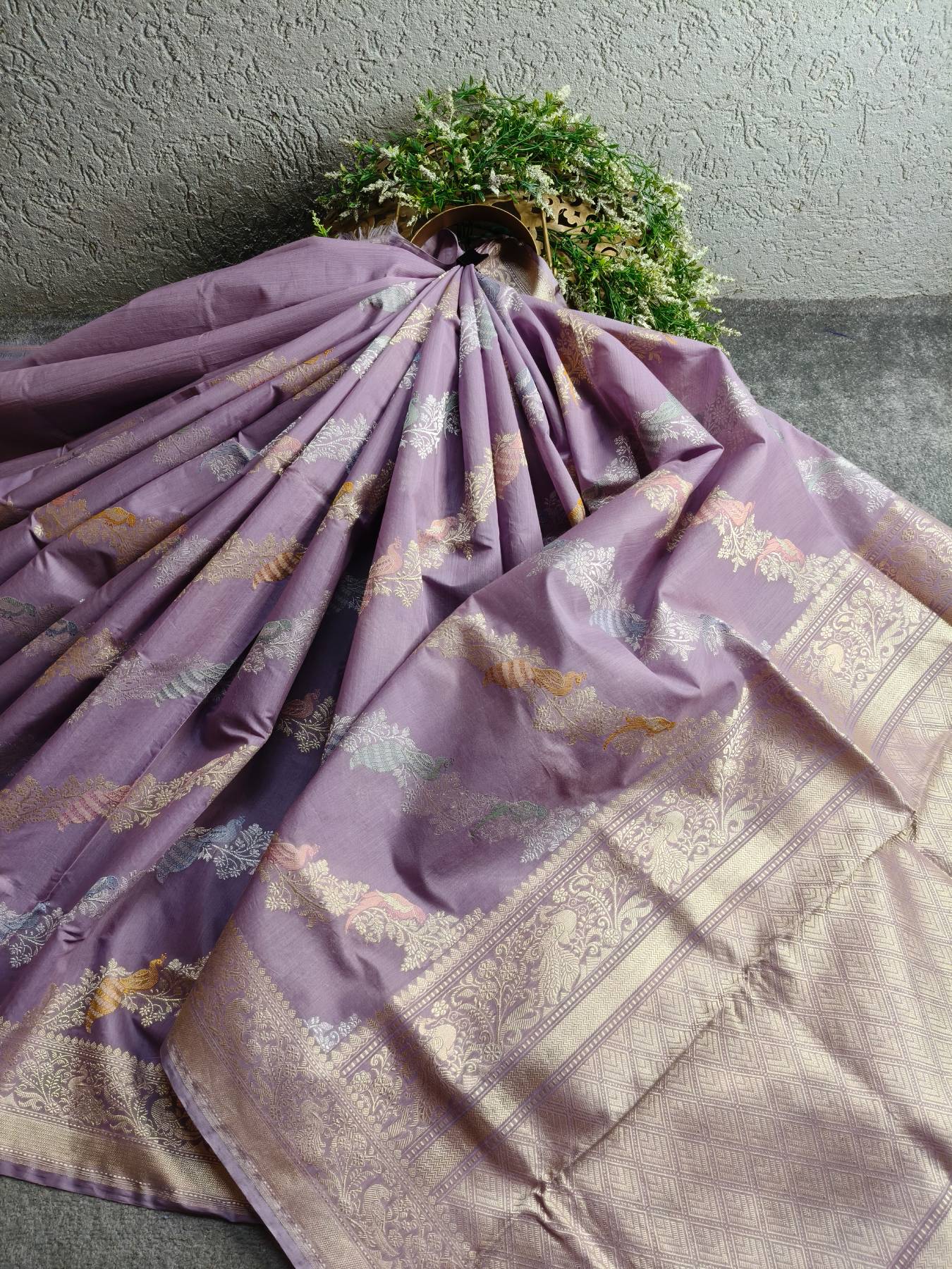 LILAC COTTON PURE HANDLOOM BANARASI SAREE