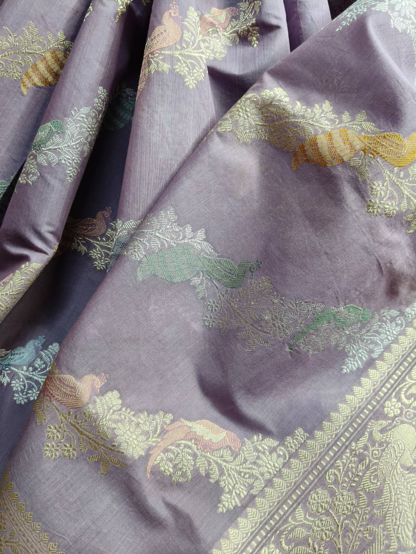 LILAC COTTON PURE HANDLOOM BANARASI SAREE