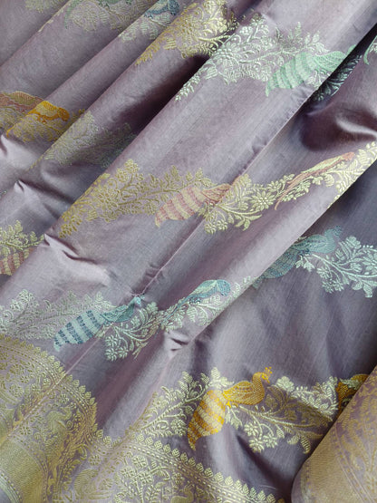 LILAC COTTON PURE HANDLOOM BANARASI SAREE