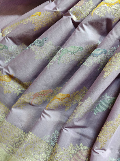 LILAC COTTON PURE HANDLOOM BANARASI SAREE