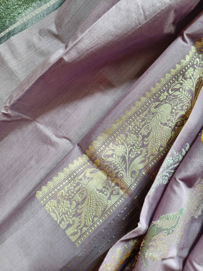 LILAC COTTON PURE HANDLOOM BANARASI SAREE