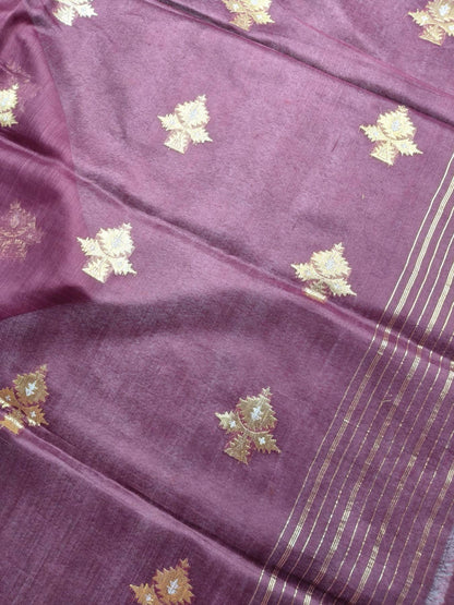 WINE COTTON REAL JARI PURE HANDLOOM BANARASI SAREE