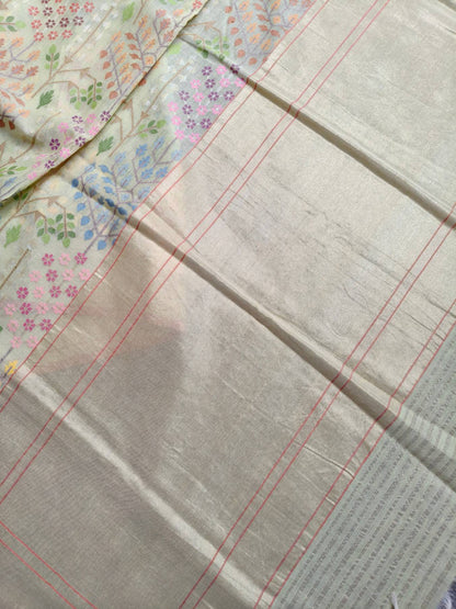LIGHT YELLOW REAL JARI COTTON PURE HANDLOOM BANARASI SAREE