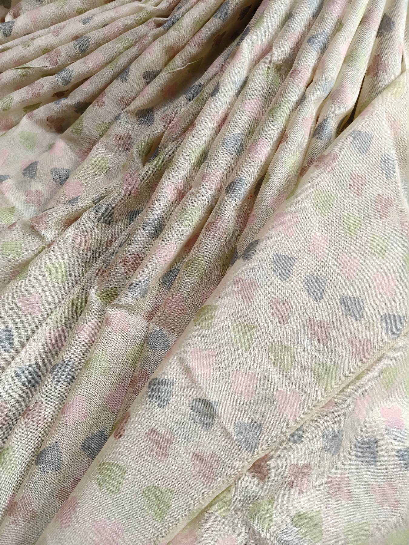 PEARL WHITE COTTON PURE HANDLOOM BANARASI SAREE