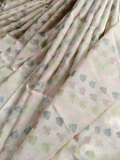 PEARL WHITE COTTON PURE HANDLOOM BANARASI SAREE