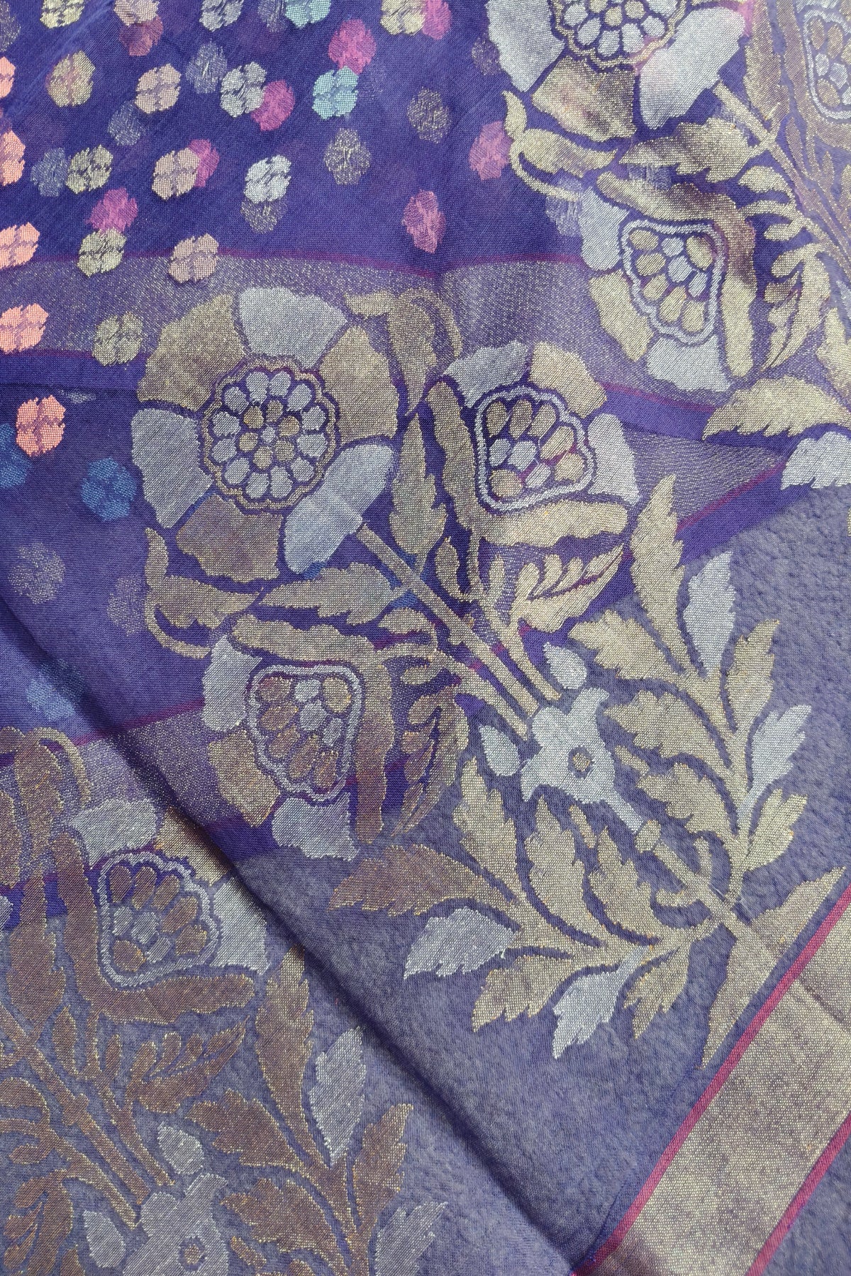 PURPLE COTTON REAL JARI PURE HANDLOOM BANRASI SAREE