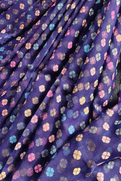 PURPLE COTTON REAL JARI PURE HANDLOOM BANRASI SAREE