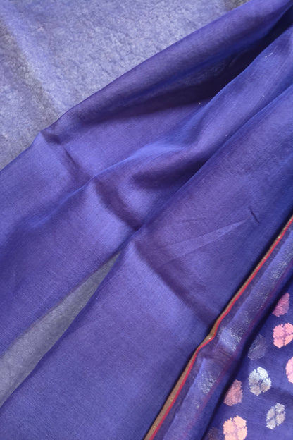 PURPLE COTTON REAL JARI PURE HANDLOOM BANRASI SAREE