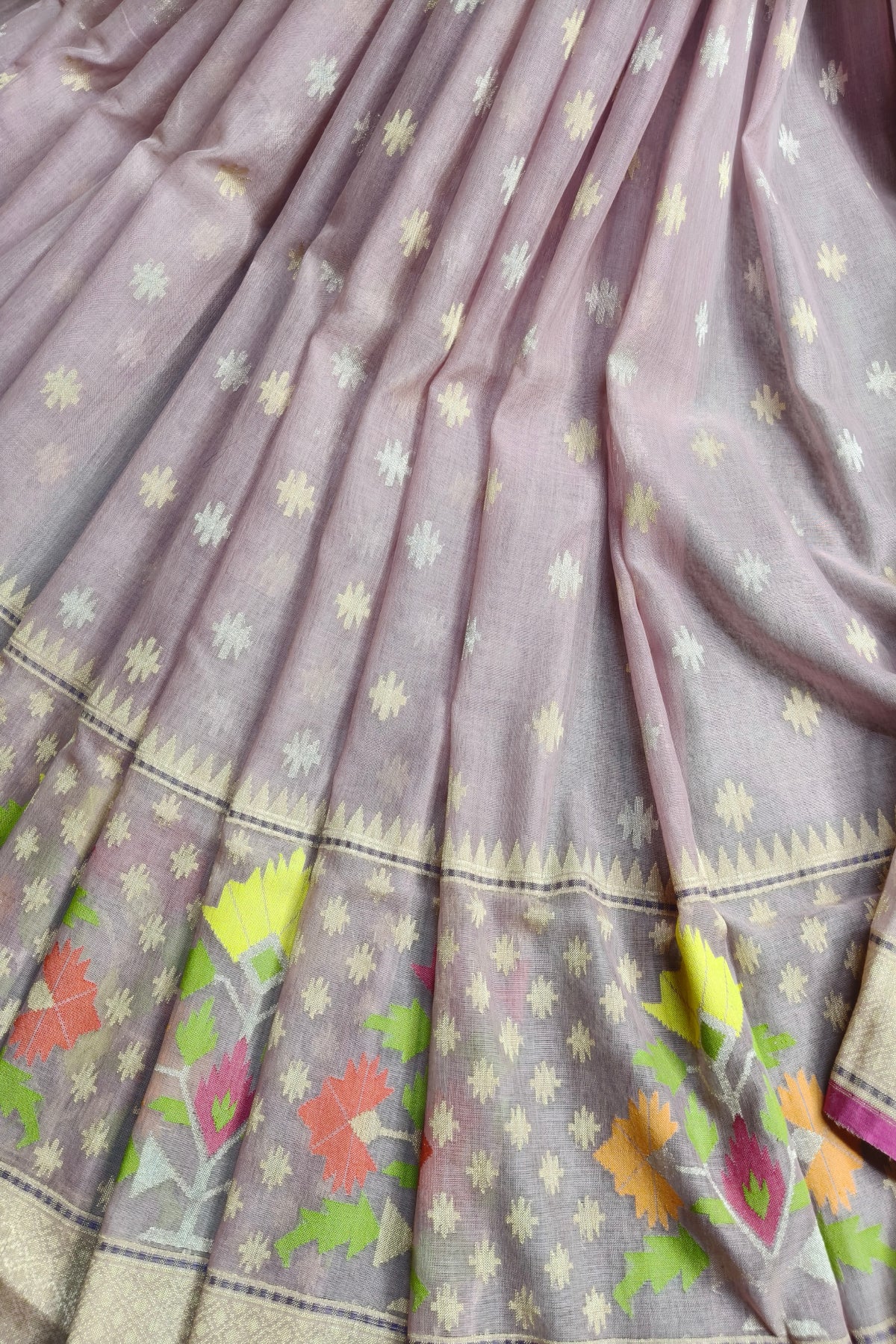 ONION PINK COTTON REAL JARI PURE HANDLOOM BANARASI SAREE