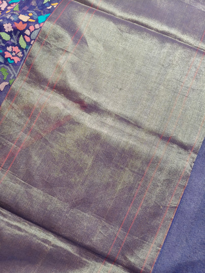 PURPLE COTTON REAL JARI PURE HANDLOOM BANARASI SAREE