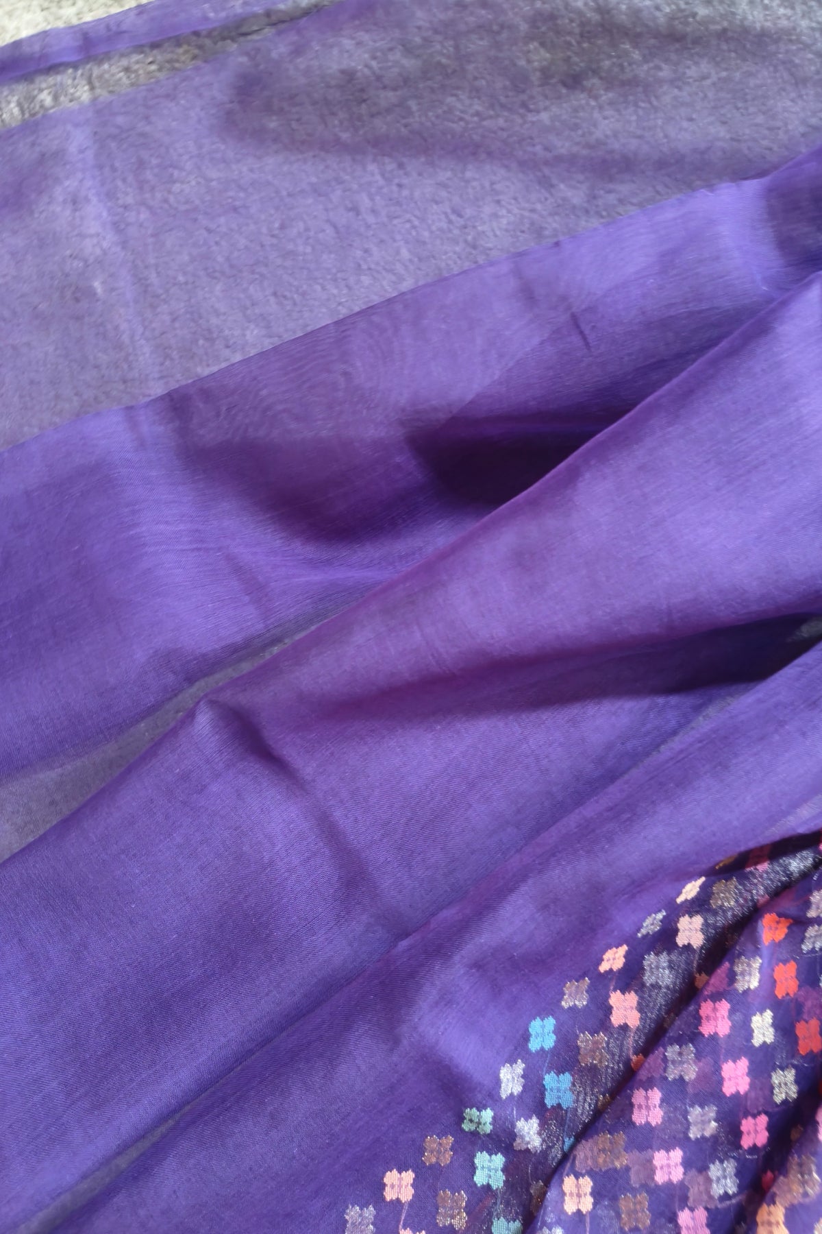 PURPLE COTTON REAL JARI PURE HANDLOOM BANARASI SAREE