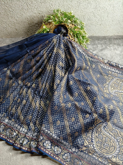 NILAMBARI COTTON REAL JARI PURE HANDLOOM BANARASI SAREE
