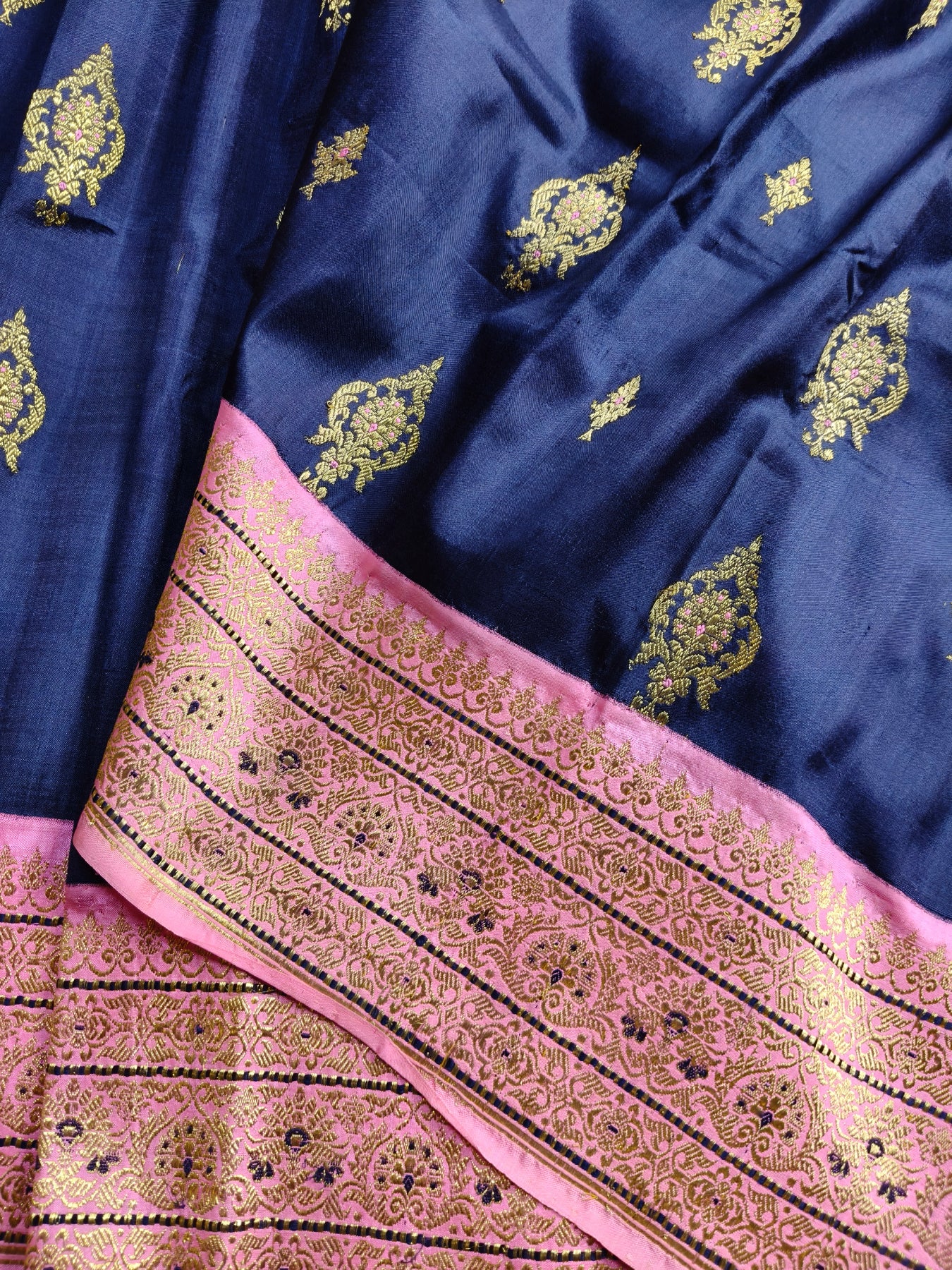 MIDNIGHT BLUE SILK PURE HANDLOOM BANARASI SAREE