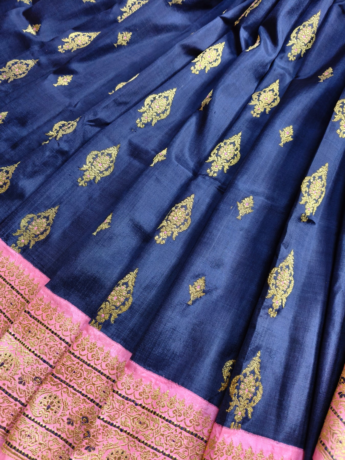 MIDNIGHT BLUE SILK PURE HANDLOOM BANARASI SAREE