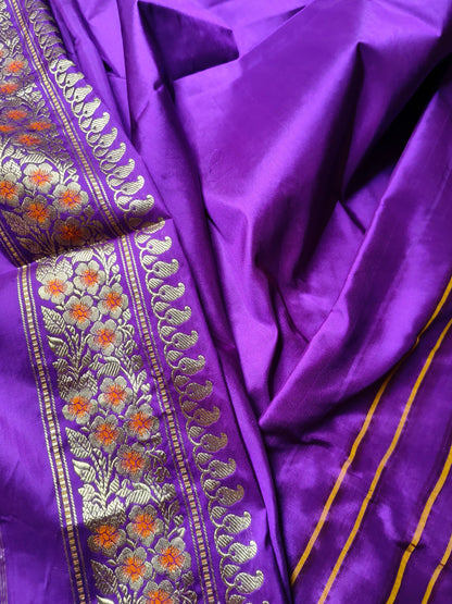 TEAL BLUE SILK PURE HANDLOOM BANARASI SAREE