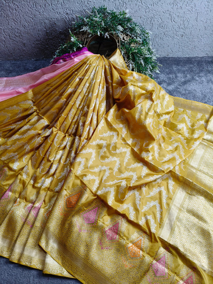 YELLOW SILK PURE HANDLOOM BANARASI SAREE