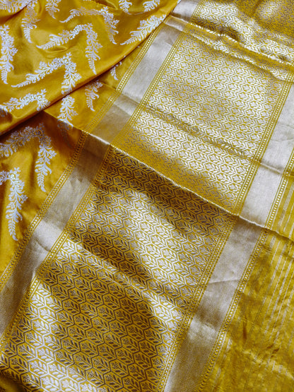 YELLOW SILK PURE HANDLOOM BANARASI SAREE